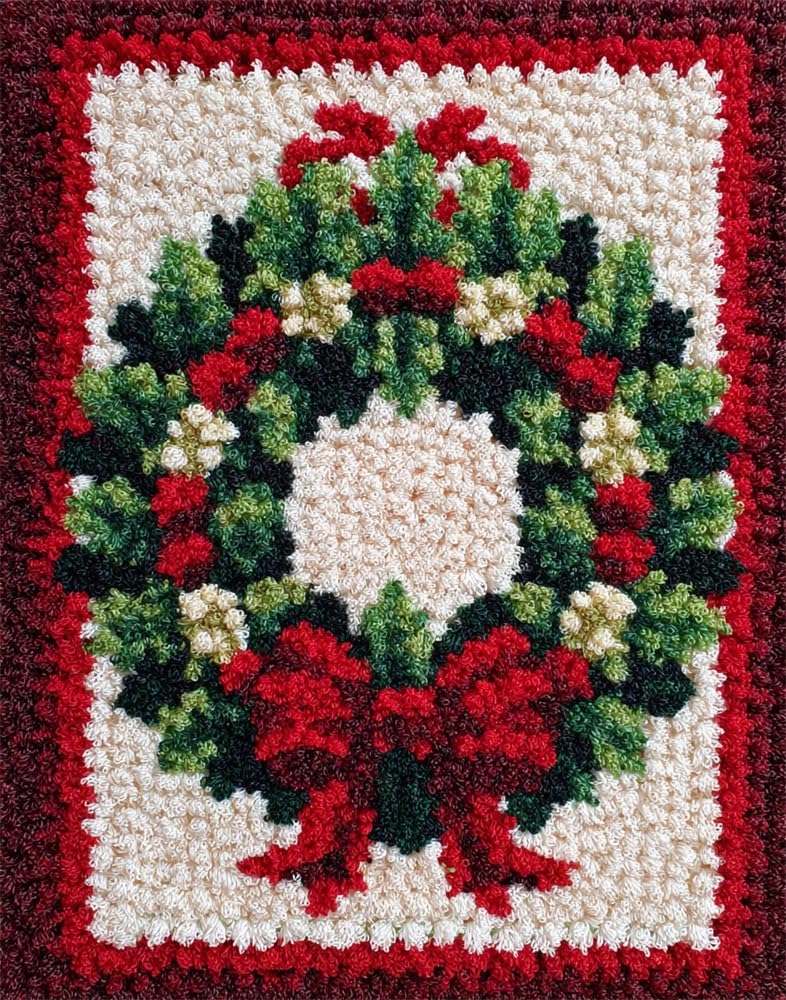 FWRTYCB Latch Hook Rug Kits,Christmas Wreath Xmas Garland