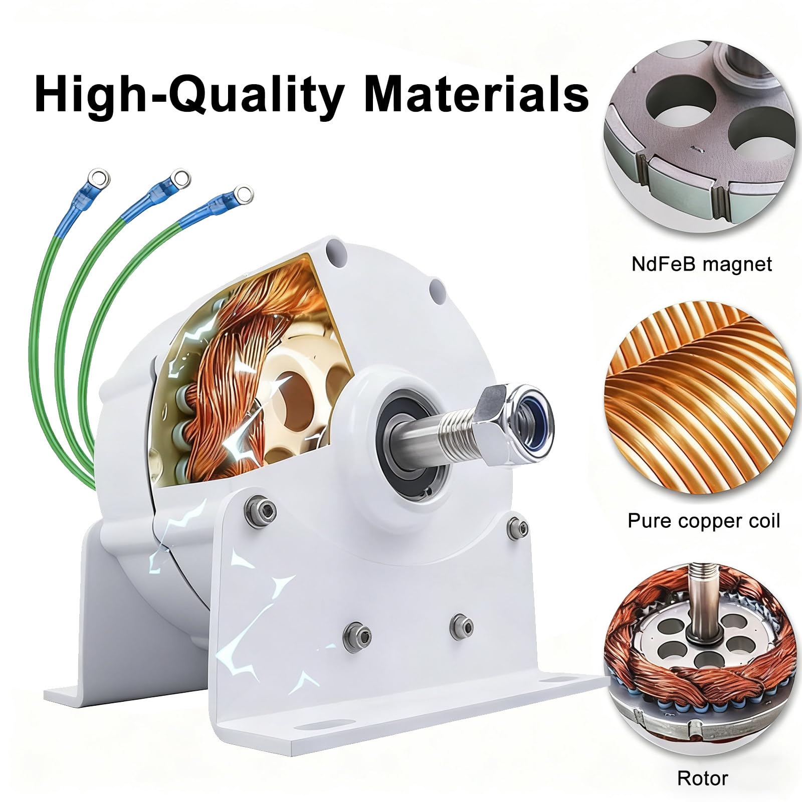 Generador De Imanes Permanentes TrifáSico De 10 000 W Y Bajas RPM, PequeñO Generador De Imanes Permanentes, Alternador De Ca para La ConstruccióN De Su Propia Turbina EóLica Horizontal 12V