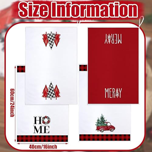 Miniatura 10 de Bencailor Juego de 4 toallas de cocina de Navidad, toallas decorativas para platos de cocina, toallas de mano para baño de Navidad, 15.75 x 23.62