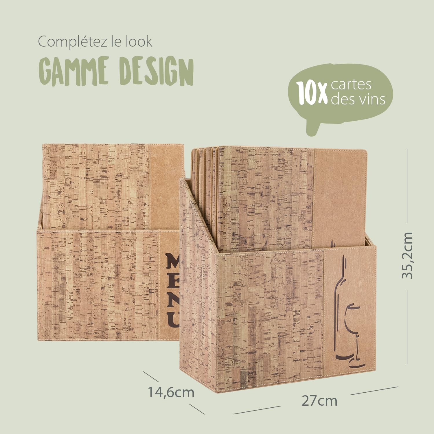 SECURIT - Box de 10 Porte-Cartes des Vins Design - Format A4 - Liège