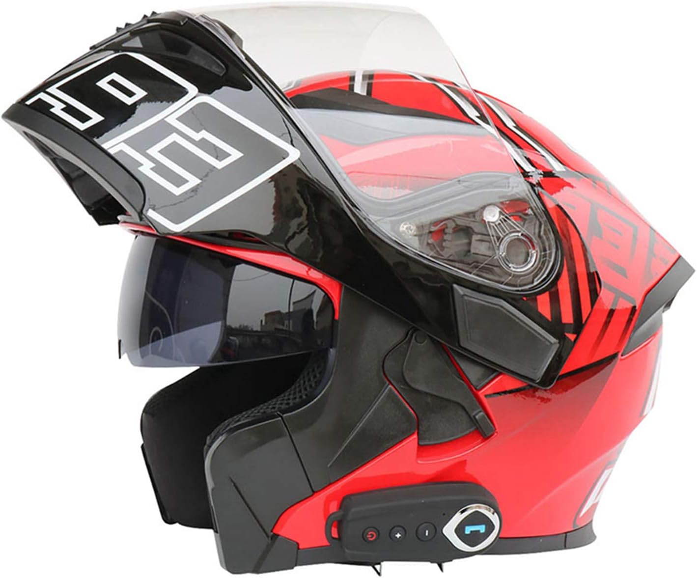 LuanYe Motorcycle Bluetooth Helmets Full Face Flip up Dual Visors Helmet Built-in Integrated Intercom Communication System