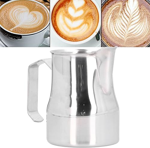 Miniatura 5 de Jarra de espuma de leche, jarra de espuma de leche espresso, jarras de leche de acero inoxidable 304, jarra de espuma de café, jarra de arte con