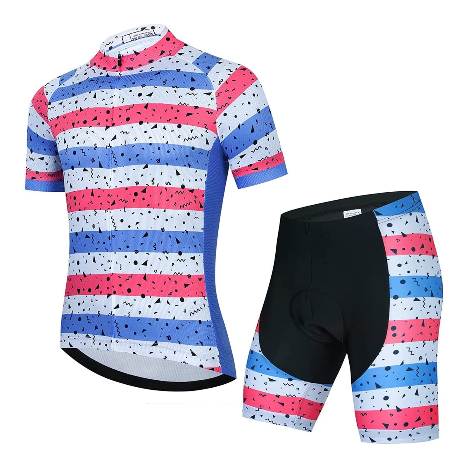 KAISUNMen's Cycling Jersey Set, Short-Sleeved Breathable Cycling Suits and Cycling Shorts with 9D Gel Seat Padding, MTB Road Bike Cycling Jersey (Colour: TYP-10, Size: 4XL)