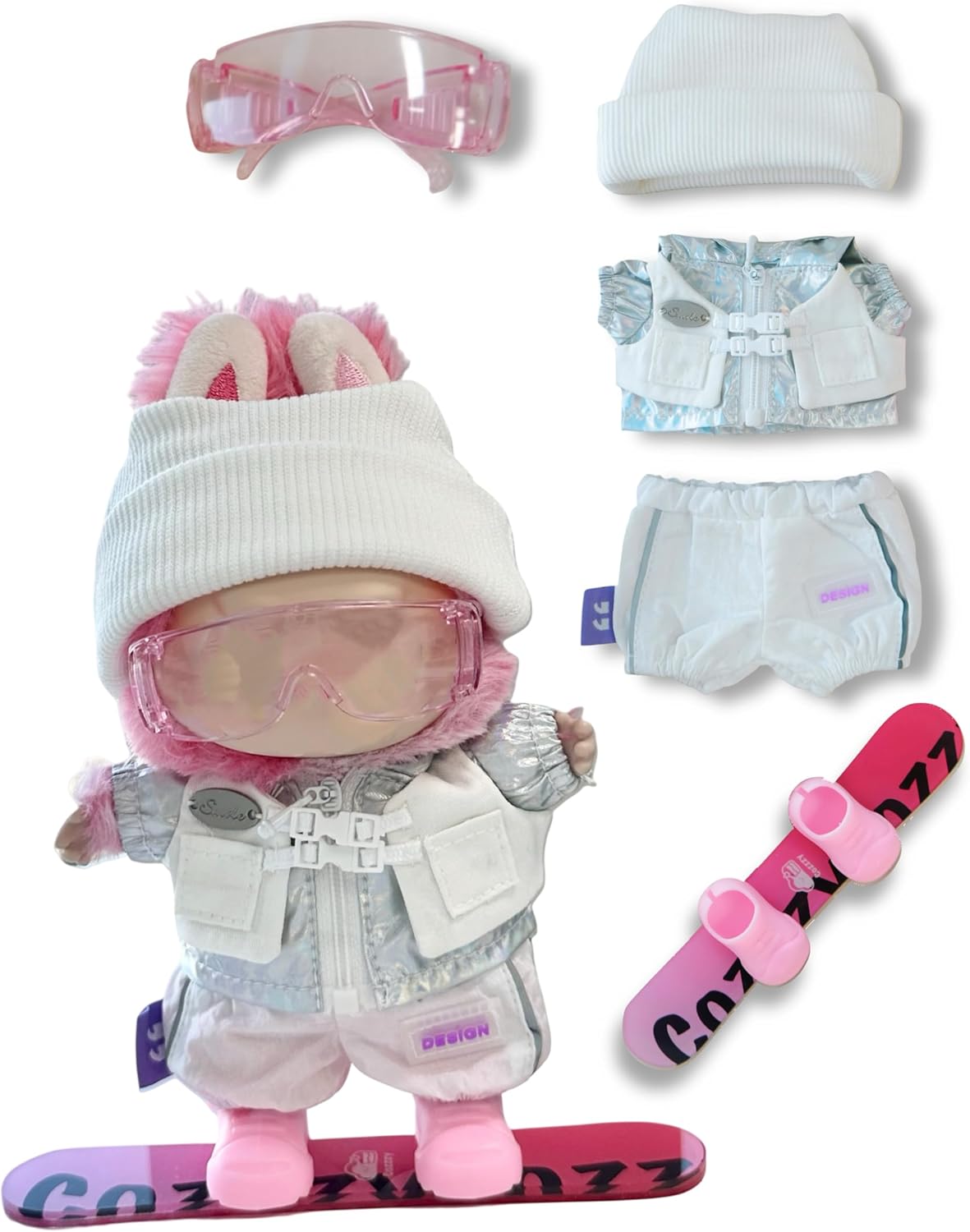 Clothes for 17cm Doll, 7 Pcs Doll's Sports Wear Outfits Gym Clothes Sun Glasses Tennis Ball Hat Skirt Shoes Accessories Luxury Stylish Adorable Dolls Clothes(No Doll) (Tennis Skirt Pink)
