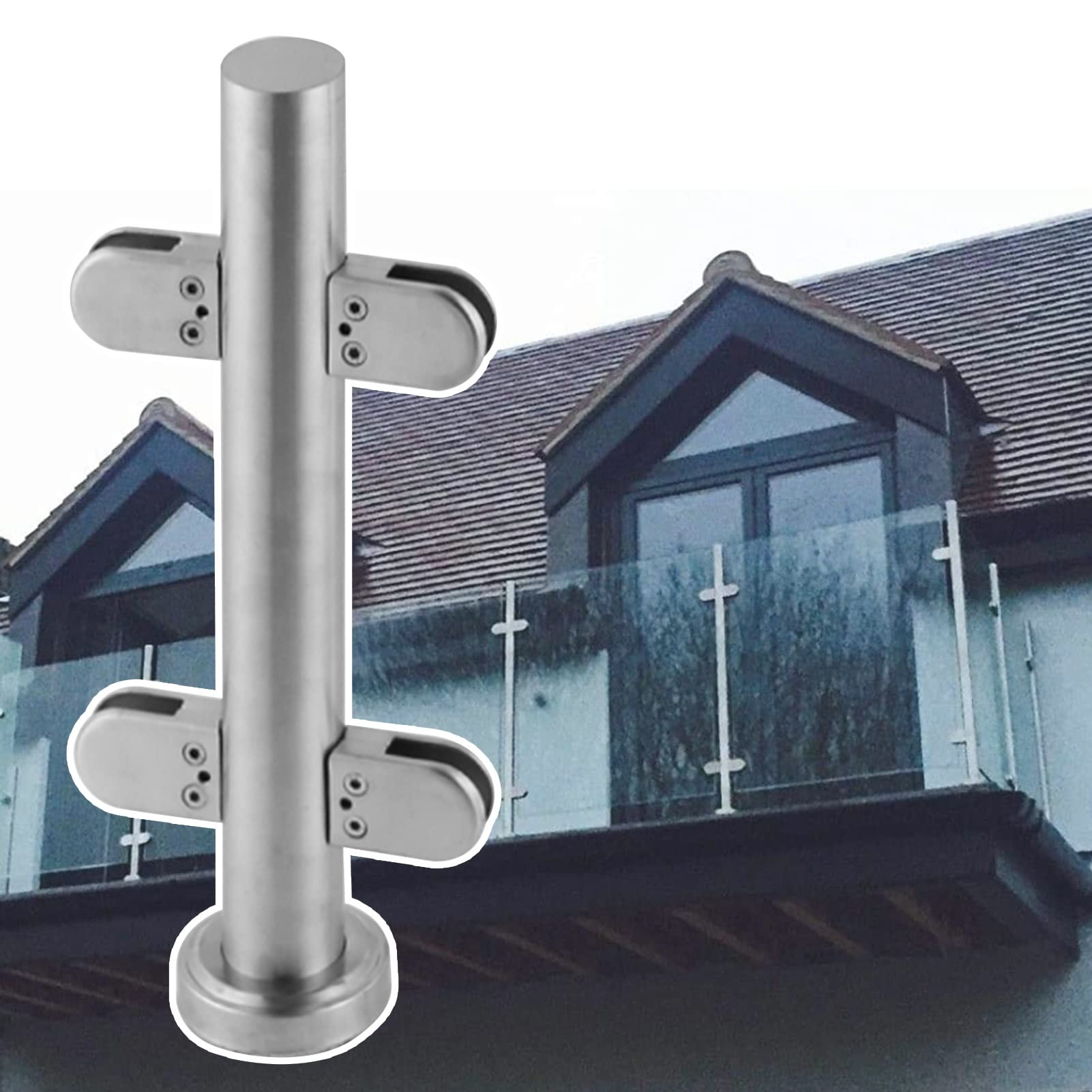 Poteau de balustrade en métal pour sécuriser une terrasse en ville
