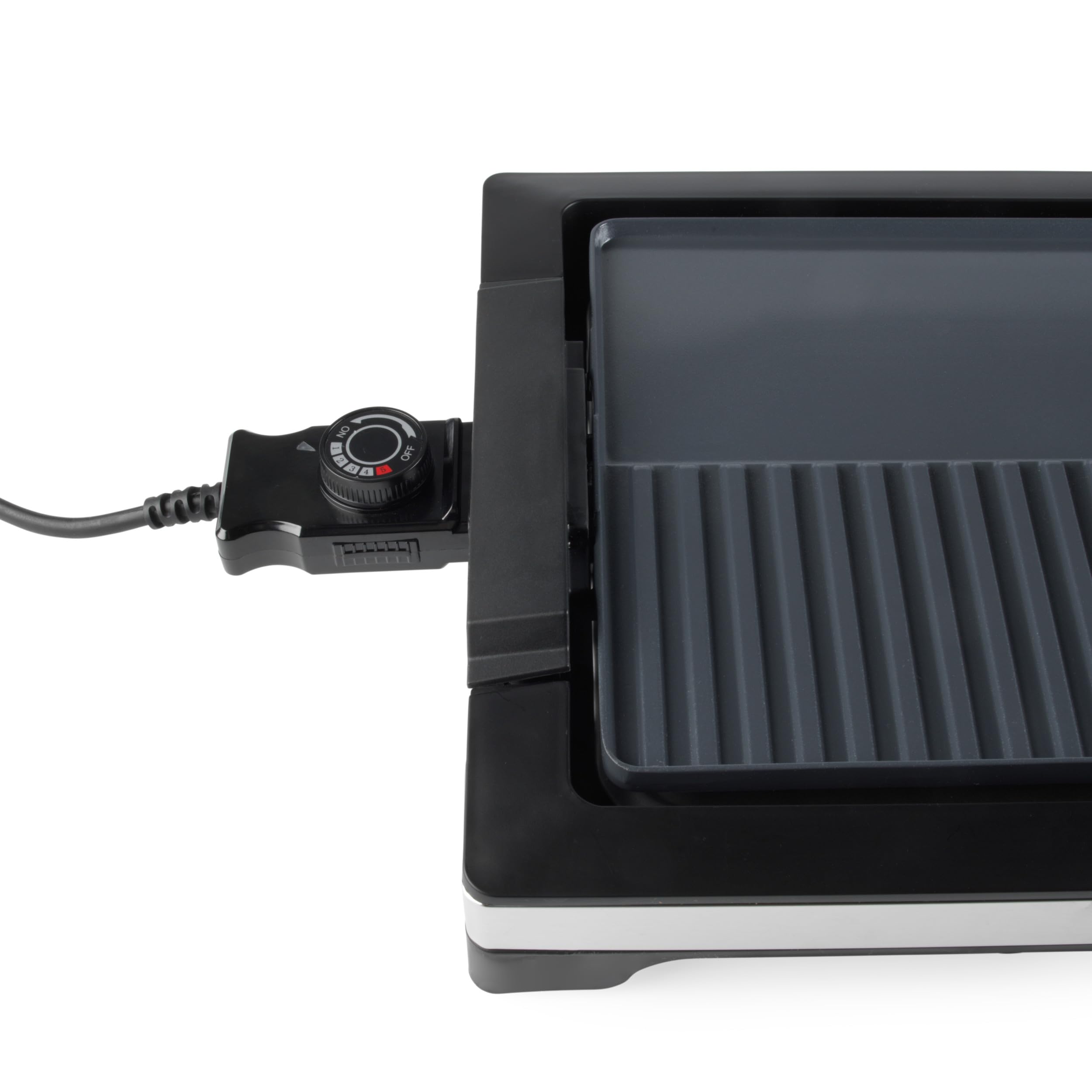Petra 2 en 1 Parrilla Eléctrica – Placa Dual Antiadherente, Plancha y Parrilla, Bandeja de Goteo Extraíble, Libre de PFAS, Control de Temperatura Desmontable, Máx. 250°C, 2200W, PT6244VDE