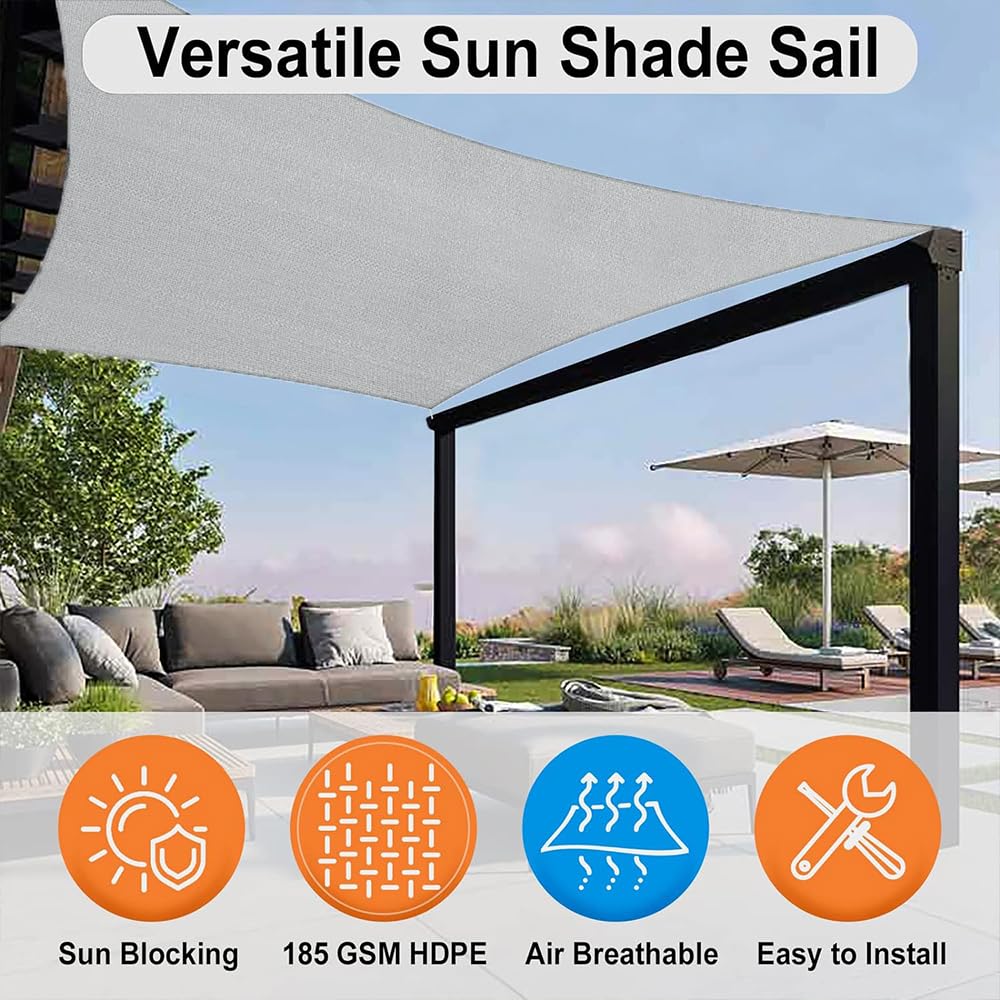 Voile d'ombrage rectangulaire 3 x 4 m - 3 x 4 m - Étanche - Avec œillets - Voile d'ombrage imperméable - Rectangulaire - En toile imperméable - Avec kit de fixation - Protection UV 98 % - Pour jardin,