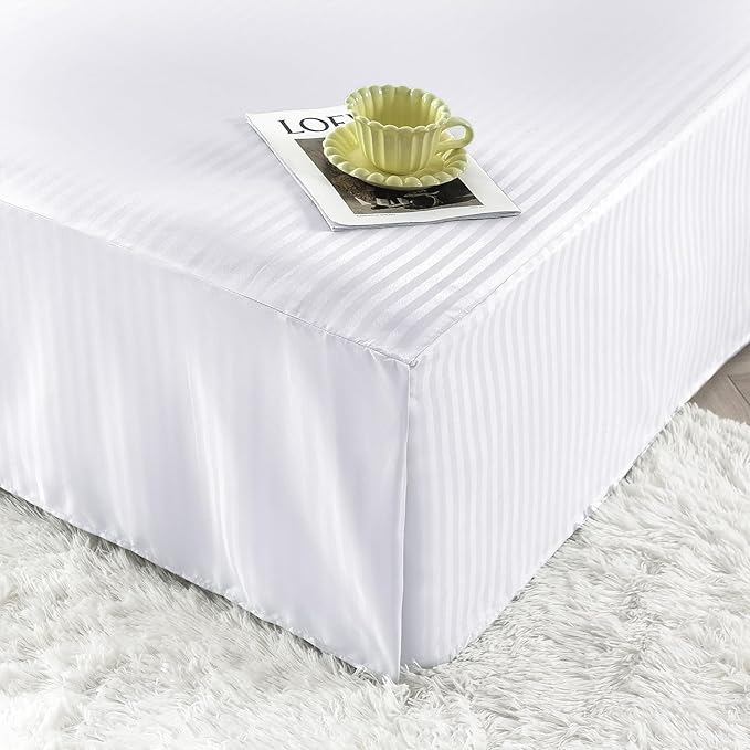 HENGWEITEXT Queen Size Bed Skirt Split Corners,Pleated Bed