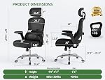 Ergonomic Office Chair - 400lbs High Back Mesh Desk Chair for Big and Tall People, Heavy Duty Computer Chair with Lumbar Support & 3D Headrest, Task Chair for Home Office (Dark Black)