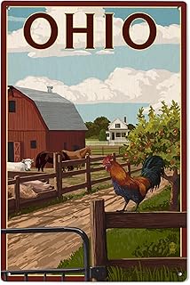 Lantern Press 6x9 Inch Wood Sign, Ready to Hang Wall Decor, Ohio, Barnyard Scene