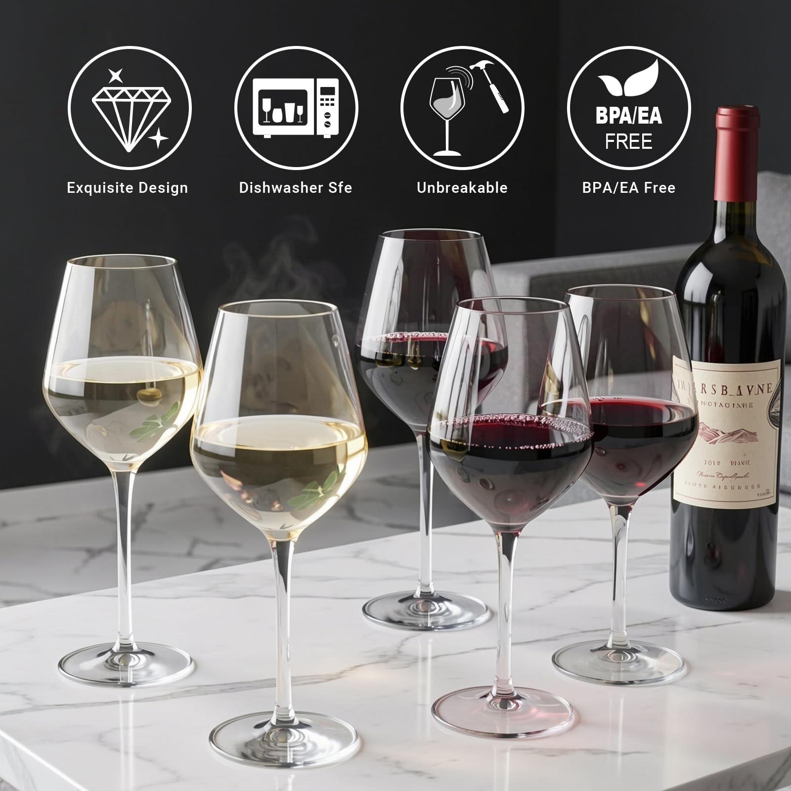 MICHLEY Unbreakable Wine Glasses - Set of 2 -8
