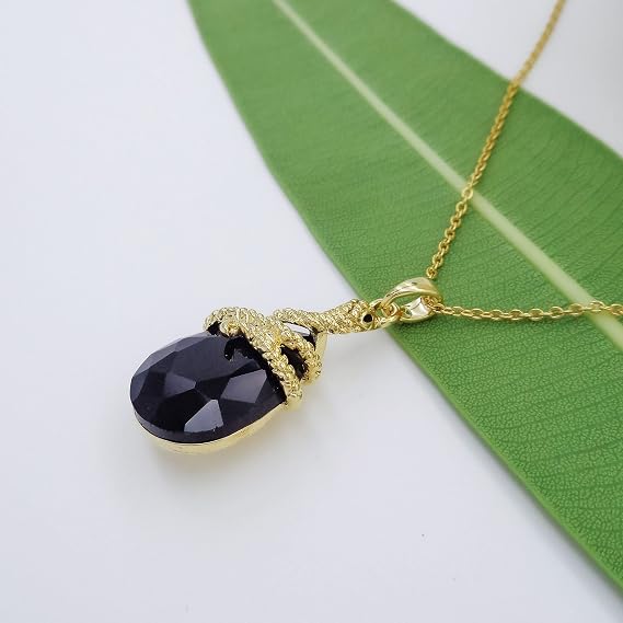 Navachi 18k Gold Plated Crystal Pear-shaped Zirconia Snake Pendant Necklace 16+2