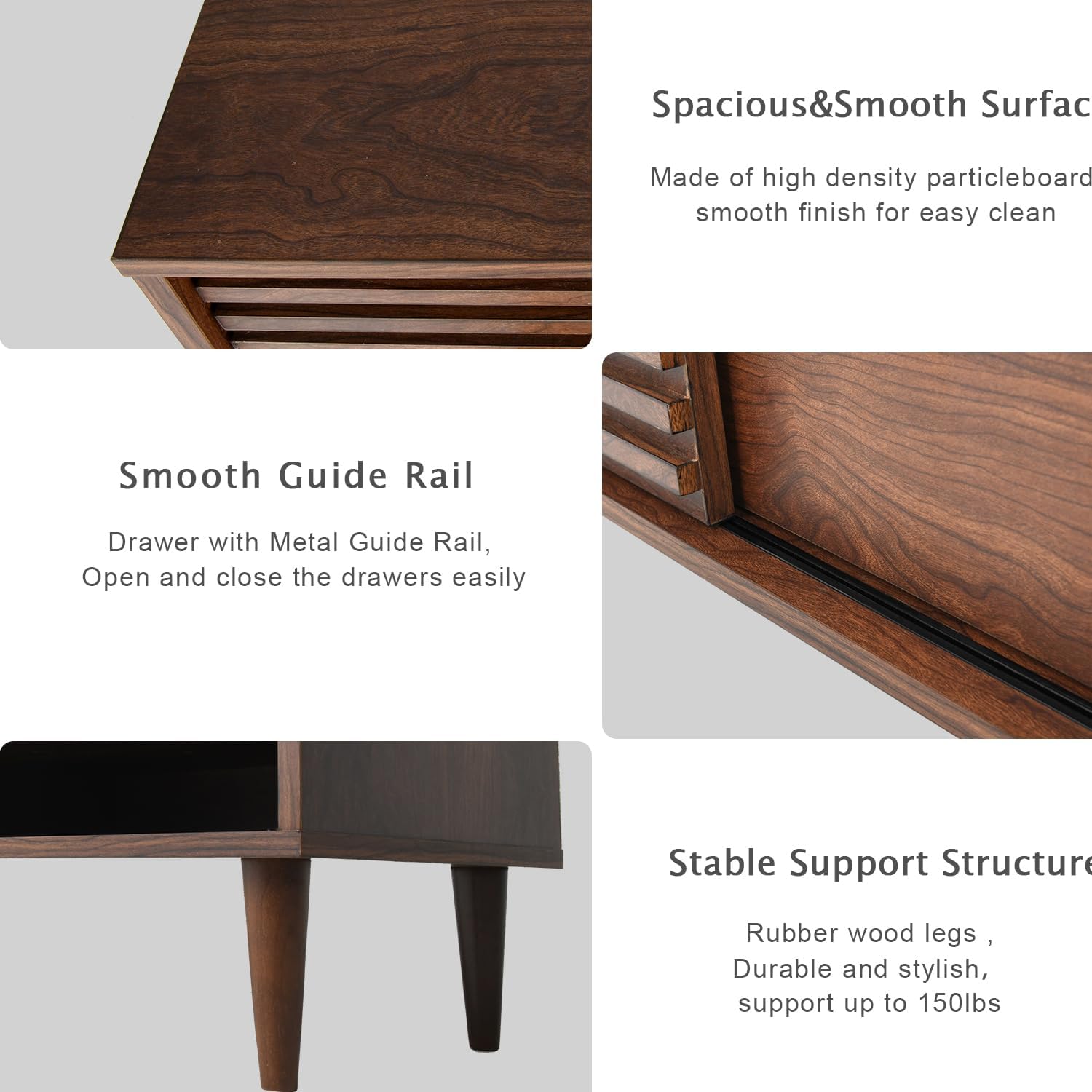 Mid-Century Modern TV Stand w/End Table,Home Media Entertainment Center Sets for tv up to 60",TV Console Storage Cabinet for Living Room. (Brown)