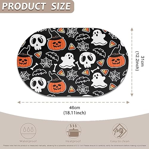 Miniatura 83 de Heat Resistant Placemats Oval Placemats Set of 6 Leather Washable and Wipeable Non Slip Place Mats, Waterproof Modern Dining Table Mats, Oval Floral