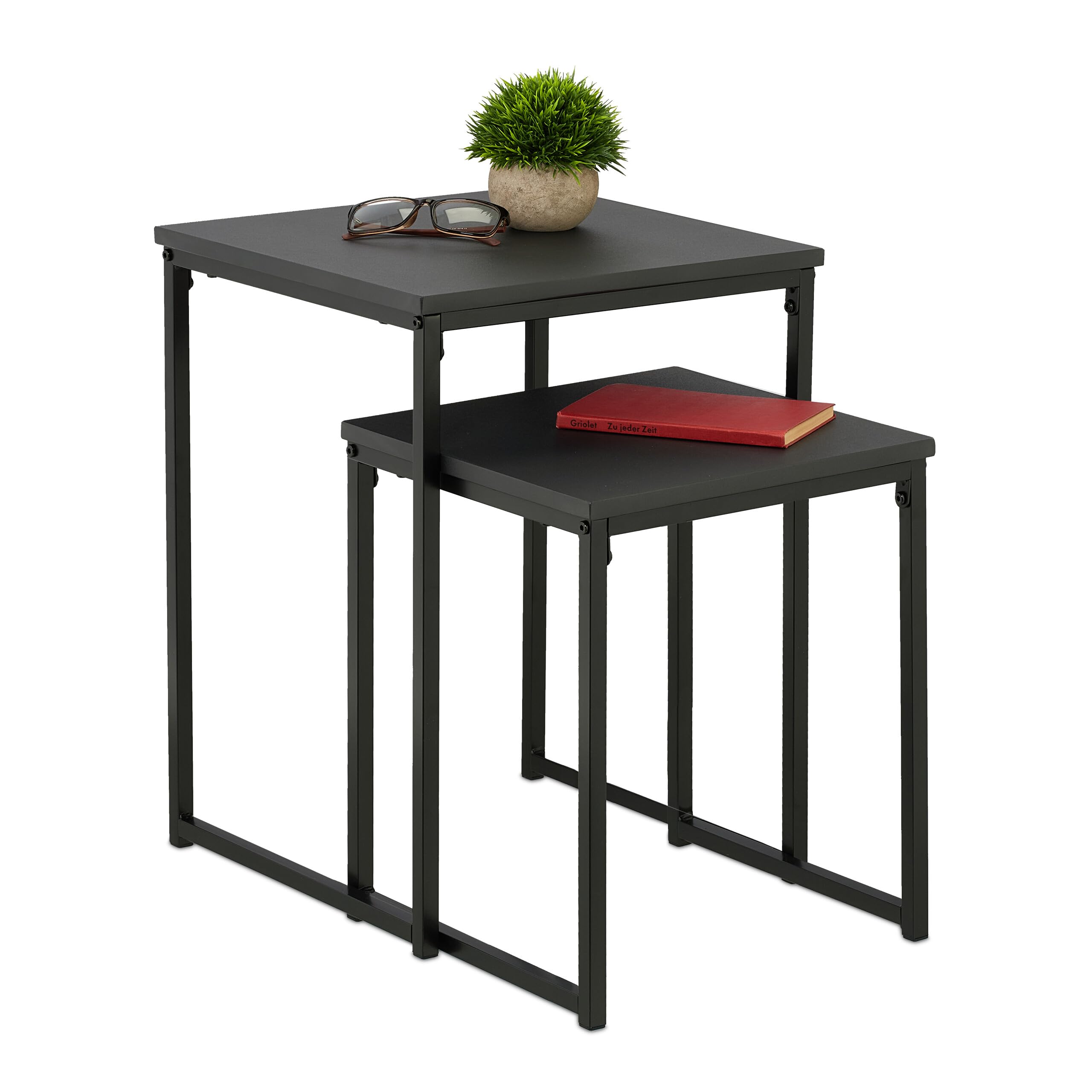 2 Couchtische Set Ausziehbar - Stapelbare Beistelltische Für Wohnzimmer