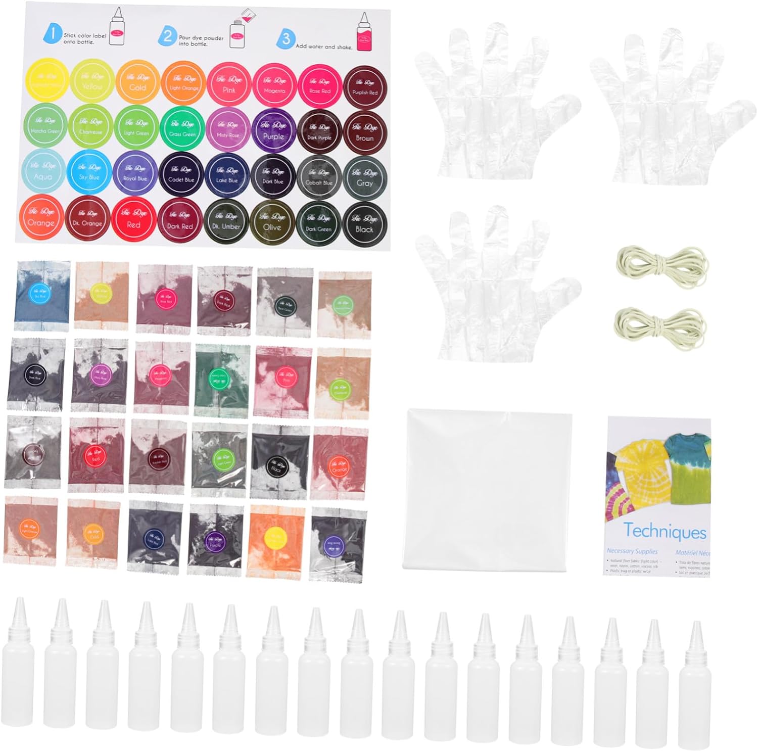 FOMIYES Permanent Tie Dye Powder Kit 24 Bright Color Dye Packets for Clothing and Socks 60ml Fabric Dyeing Set Suitable and Adults DIY Party Use