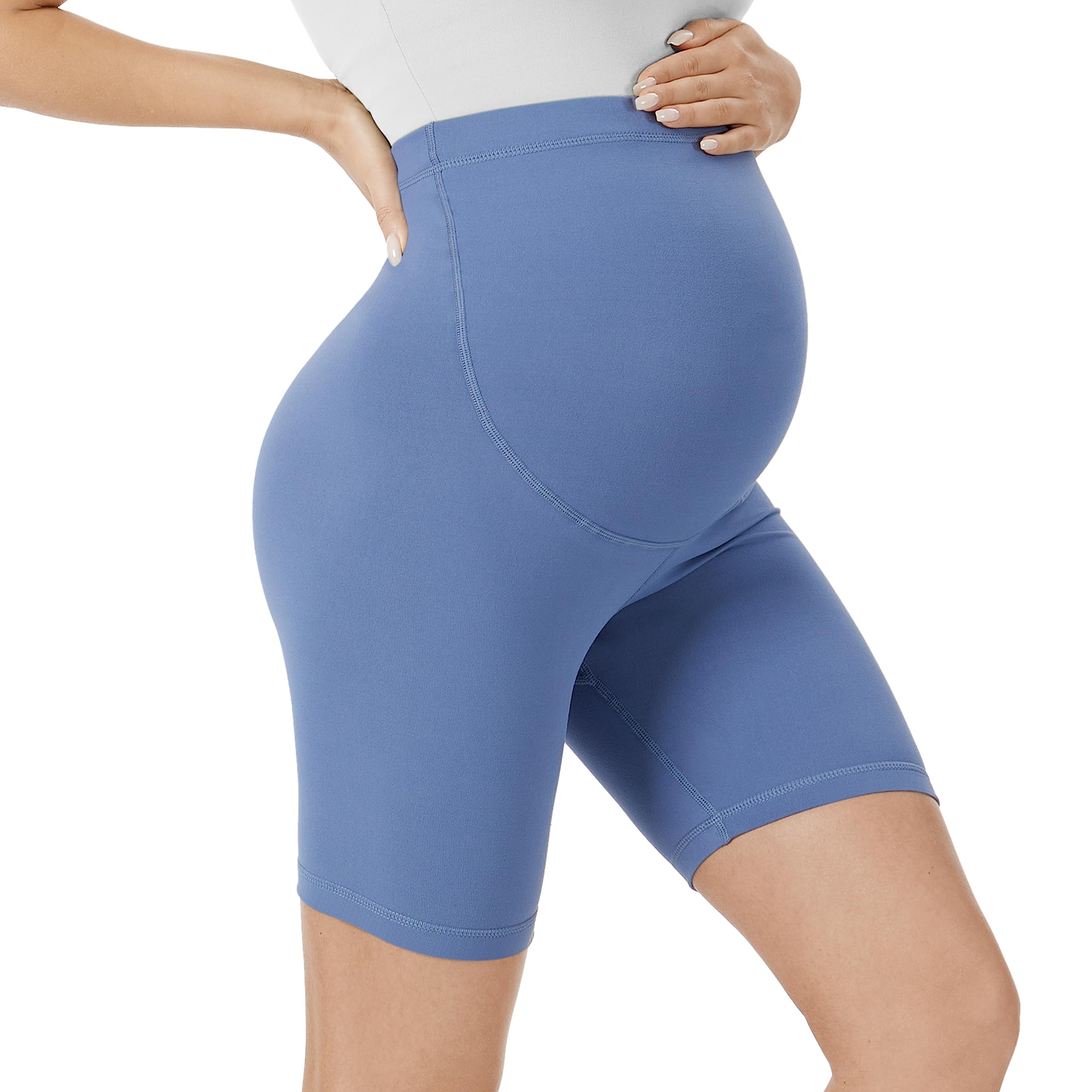 VALANDY Creamlush Maternity Shorts Over The Belly Pregnancy Biker Shorts Lounge Yoga Pants (S-XL) — view 9