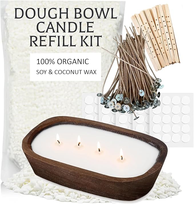 Dough Bowl Candle Refill Kit Wood Dough Bowl Candle