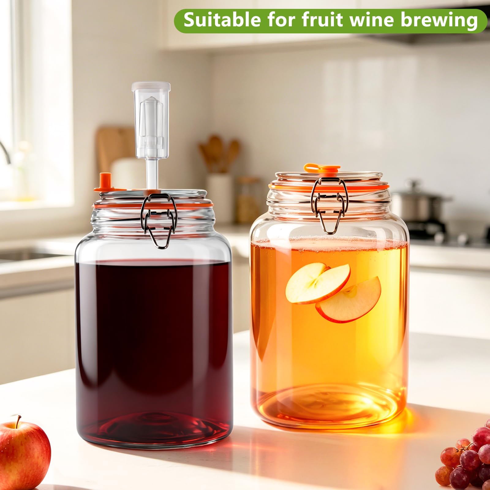YBCPACK Lot de 2 grands bocaux de fermentation de 4 l pour kombucha, kimchi, kéfir – récipient Kimchi, large ouverture pour insertion, fermentation – Couvercle hermétique