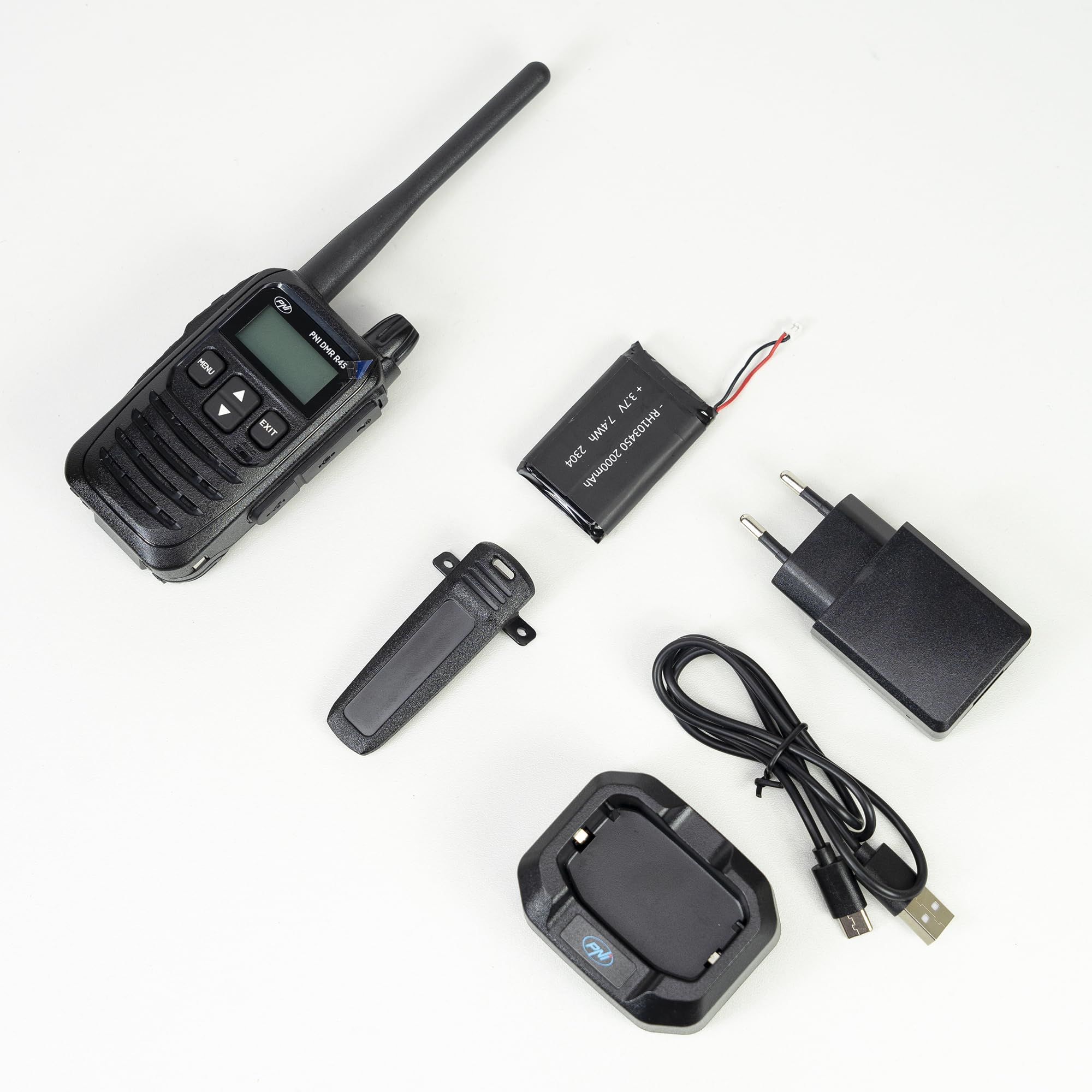 Emisora ​​de Radio portátil PNI DMR R45, Digital y analógica, 446MHz, 16 Canales Digitales y 99 Canales analógicos, función de grabación de Voz, batería Li-Ion 2000mAh