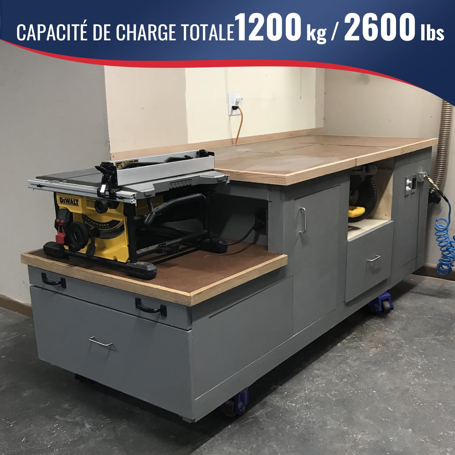 Roulettes de Nivellement avec Poignée à Cliquet - Roulette Charge Lourde Lot de 4 - Capacité Totale de 1200 kg - Roulettes Industrielles pour Établis, Meubles Lourds
