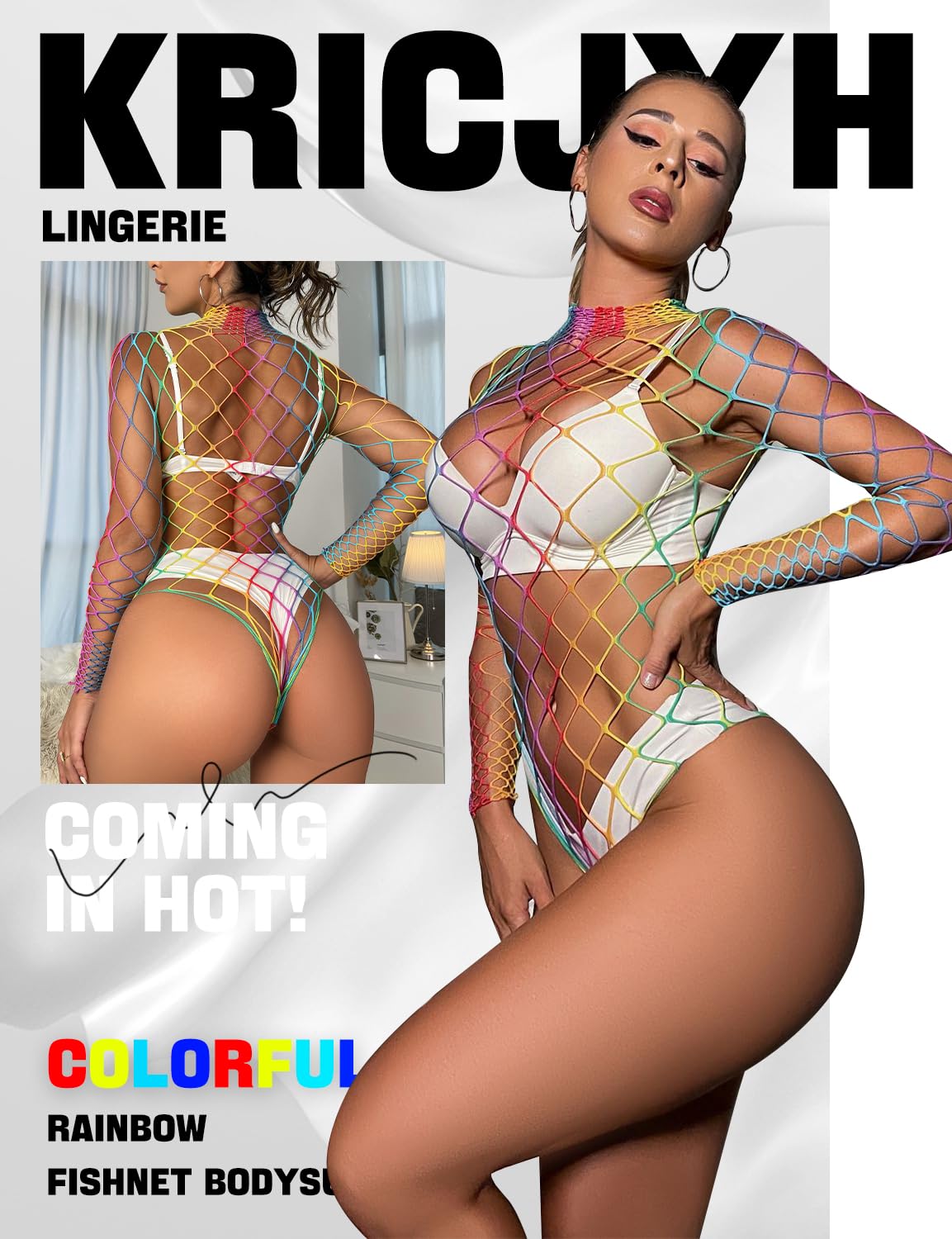 KRICJYH Lingerie for Women Sexy Bodysuit Fishnet Sparkle Rhinestone Teddy One Piece Babydoll Stripper Outfits Exotic