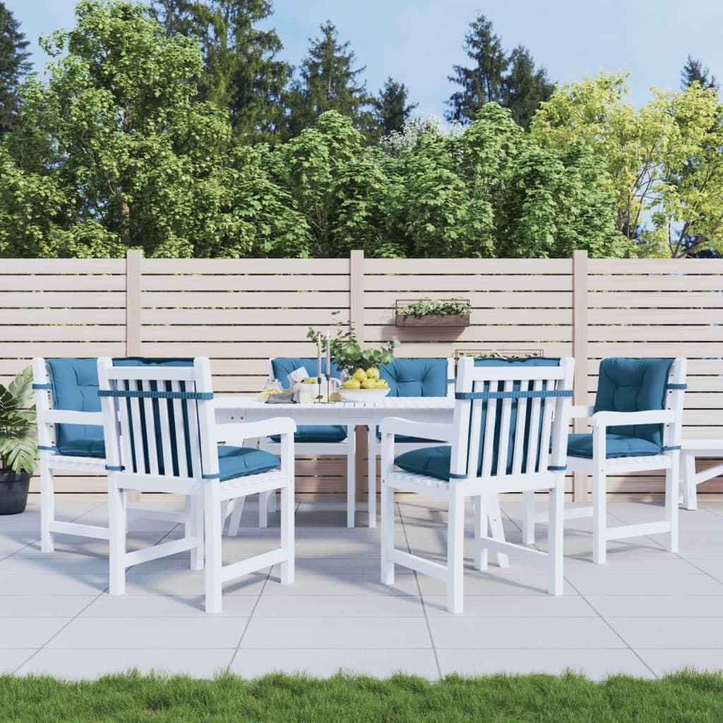 Confezione da 6 cuscini per sedia a schienale basso, 100 x 50 cm, blu melange | Set di 6 morbidi cuscini per sedie da giardino su terrazza, balcone o sala da pranzo, con pratici laccetti.