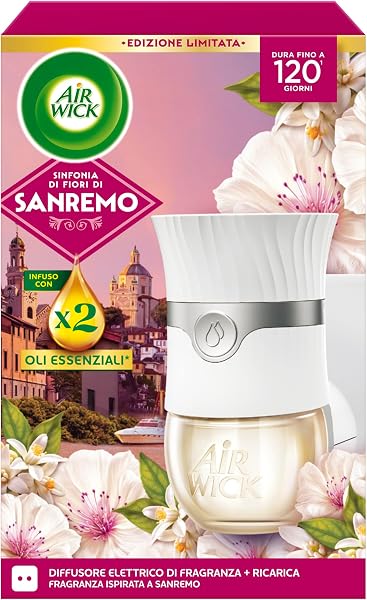 Air Wick Diffusore Elettrico di Fragranza, Sinfonia di Fiori di Sanremo con Oli Essenziali, 1 Dispositivo + 1 Ricarica, Profumatore per Ambienti - 2