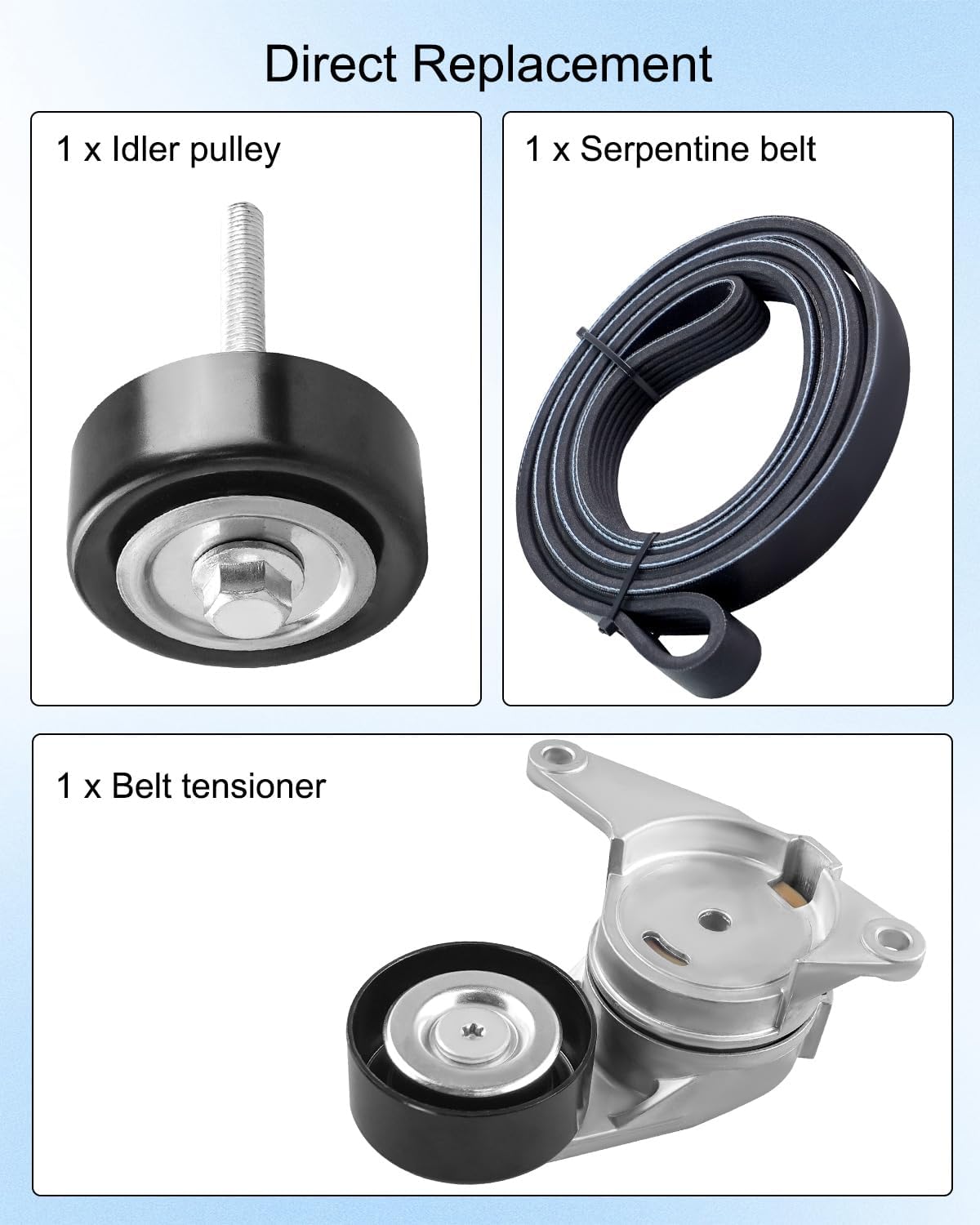 Serpentine Belt Tensioner Drive Component Kit Fit for Chevy Equinox Traverse Buick Enclave Lacrosse GMC Acadia Terrain Cadillac XTS SRX Replace 12610680 12626644 6K938