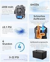Gicle Hordozható SUP Pumpa 22 PSI - Elektromos Felfújó 12V Akkumulátorral, Automata Leállással, Type-C - Paddleboard, Csónak, Vízi Sport Kel 6