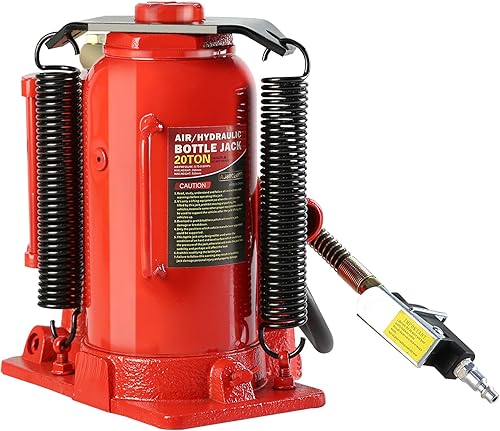 Miniatura 5 de Gato de botella hidráulica de aire de 20 toneladas, gato neumático de botella soldado con autógena, rango de elevación de 10.2 a 20.1 pulgadas, con