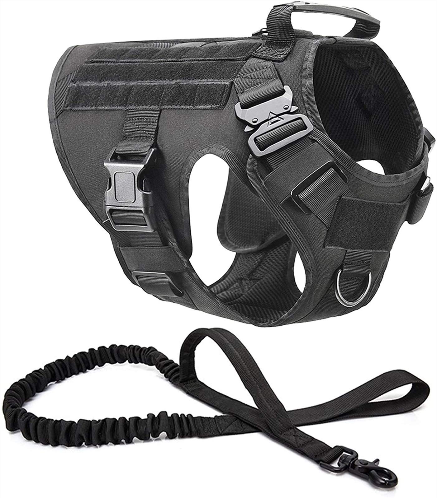 Arnés Táctico para Perros y Correa Bungee para Perros, Sin Tirar con Clip Delantero Arnés de Entrenamiento Militar para Perros Medianos y Grandes