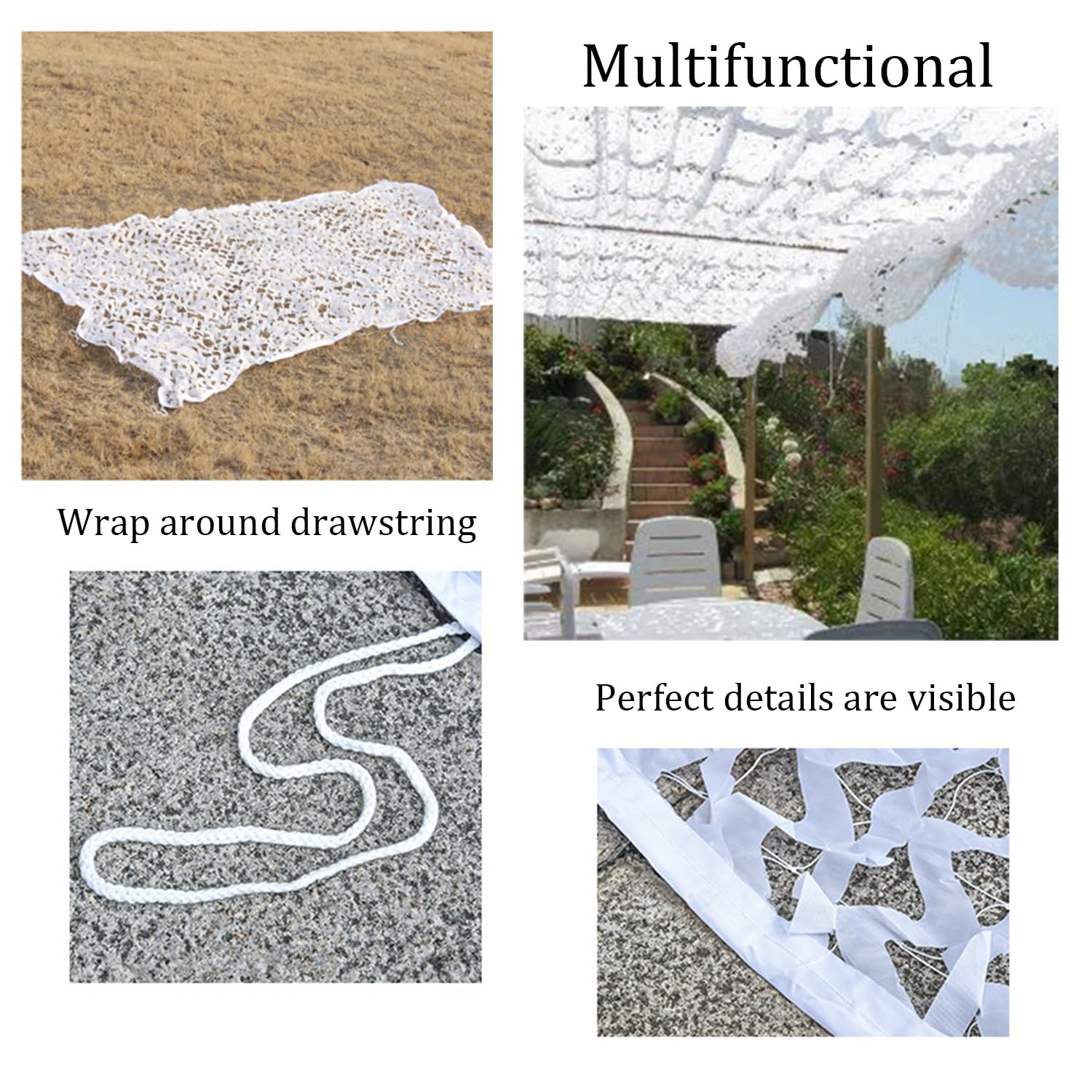 Red Camuflaje 3x6m Malla de Protección Parasol Blanco Exteriores Caza Jardín Camping Pantalla Solar