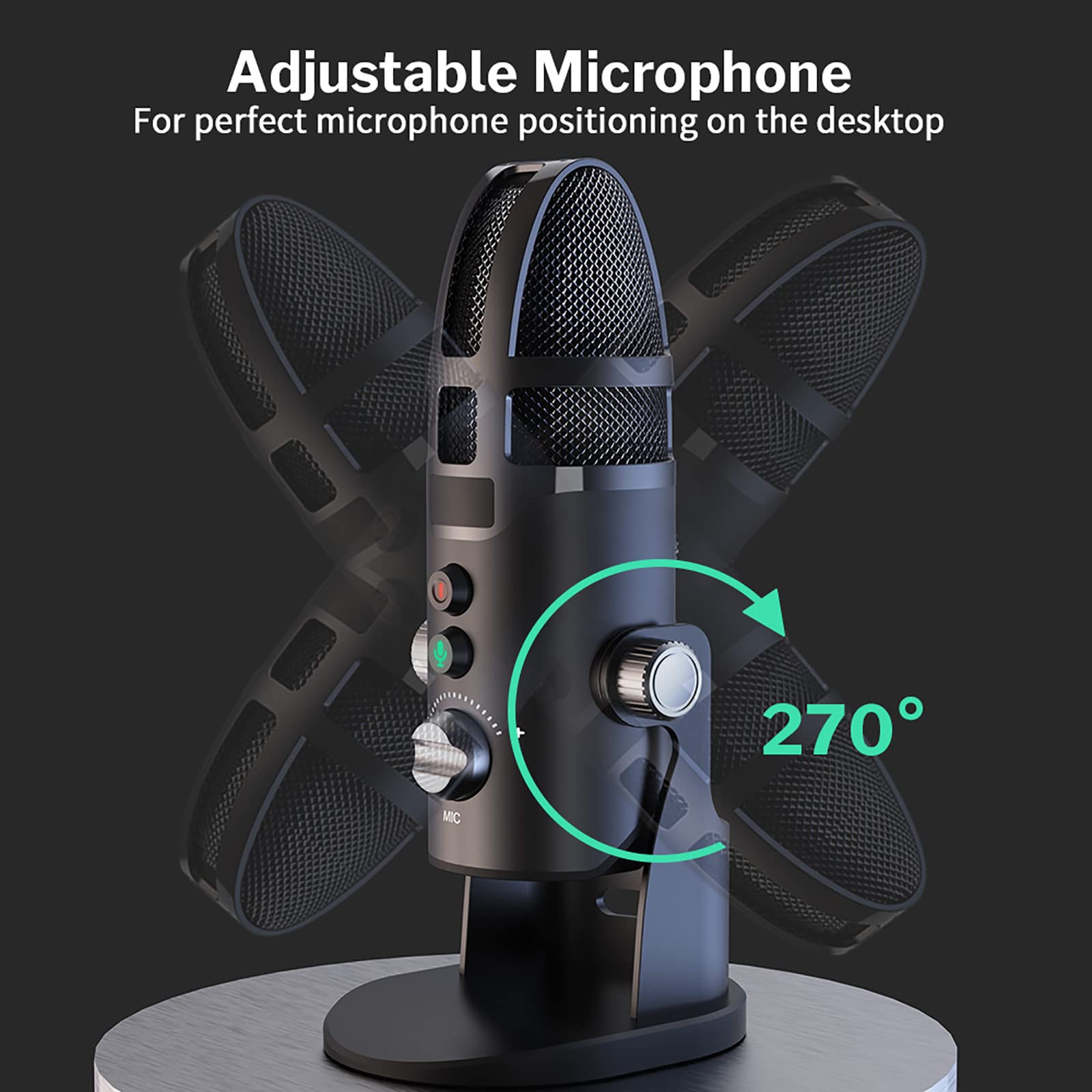 Microfono a Condensatore USB, Microfono Da Gioco Colorato RGB Scheda Audio Integrata E Funzione Di Registrazione, 6 Modalità Audio, Regolazione a 360°, Facile Da Usare
