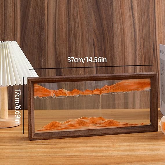 Square Shape Sand Art Liquid Motion Ocean Wave Moving Sand Art Wooden Frame Sandscape Moving Sand Picture for Home & Office Desk Accessories(Pink,12in)