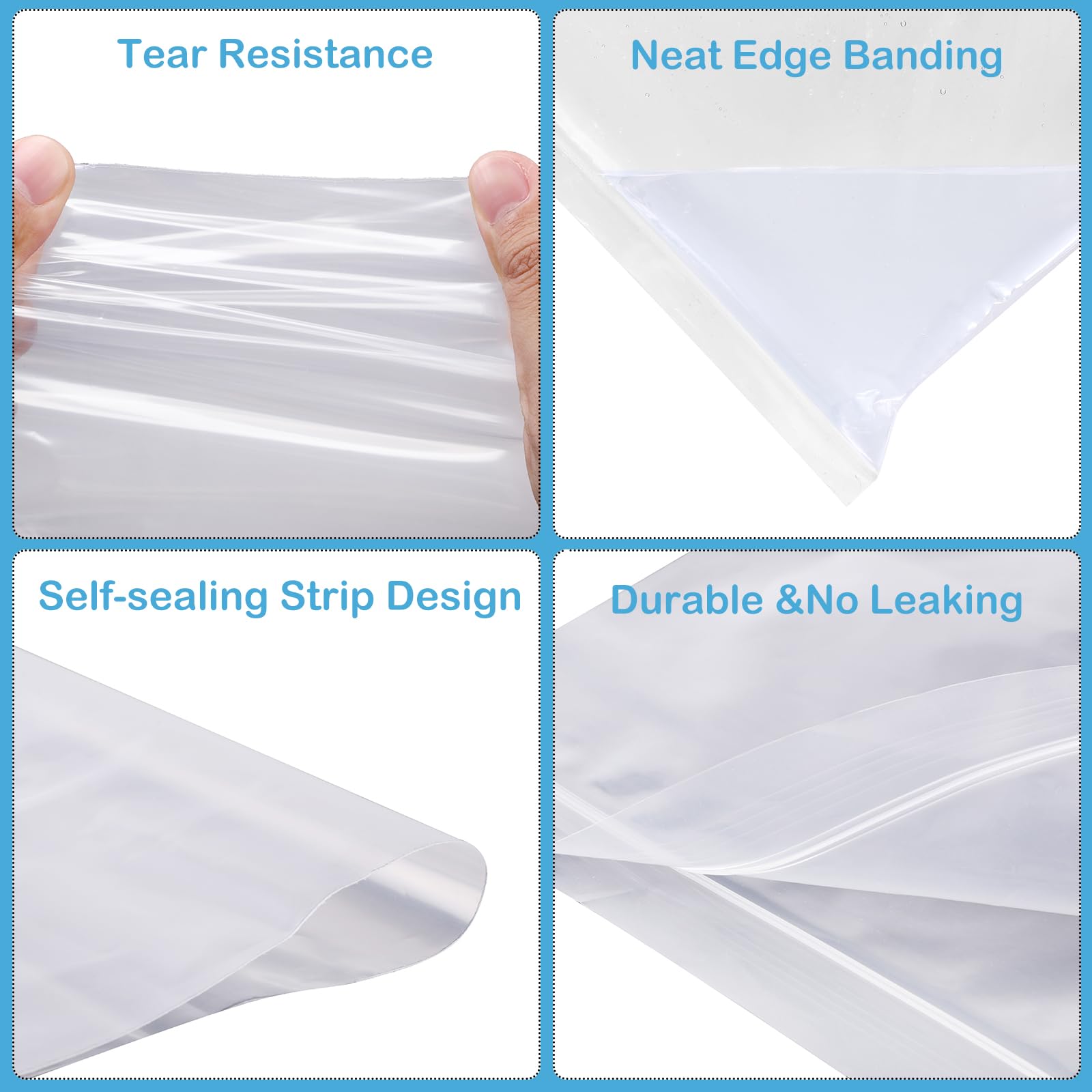 Silkfly 50-Pack Jumbo Clear Storage Bags - 20x23 Inches, 6 Mil Thick, Zipper Top, 6 Gallon Capacity For Clothes, Food, Travel - View #3