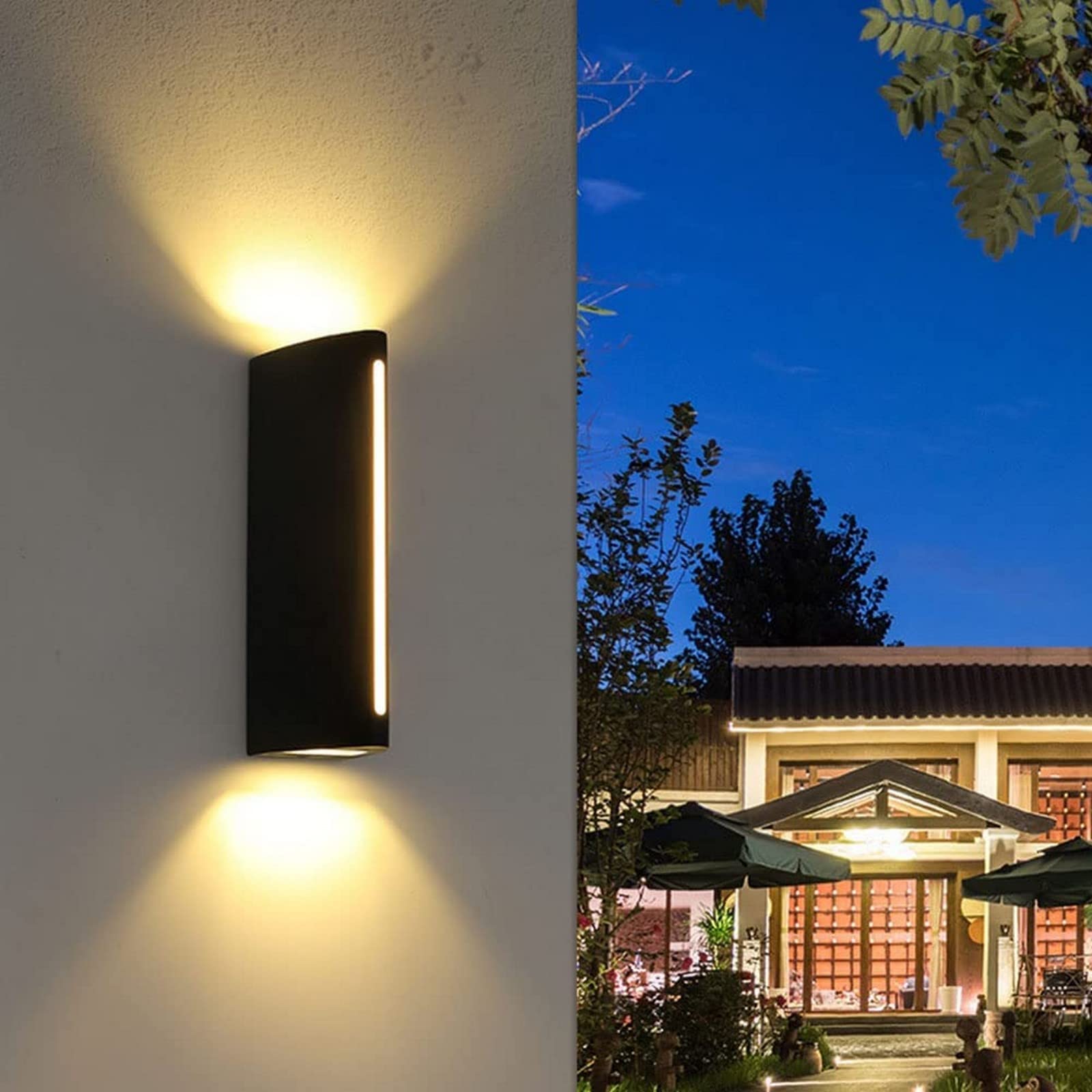 YKLL Outdoor Wall Light Vintage Wall Sconce Modern LED Waterproof Wall Lamp 12W Warm White Aluminum Indoor Outdoor Wall Lights Surface Mount Rainsafe Black Porch Staircase Hallway Garden Light