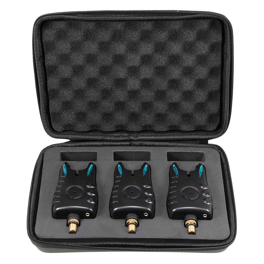 Lixada Fishing Bite Alarm Set Fishing Bite Alert Set Luminous Fishing Bite Indicator Digital Fishing Alert Kit with Portable Case