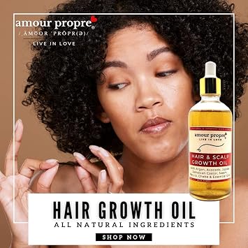 Hair Growth Oil by Amour Propre 7 Oil Blend Scalp & Hair Treatment Oil to Strengthen & Lengthen Curls with Avocado Oil, Jamaican Castor Oil, Argan Oil, Jojoba Oil