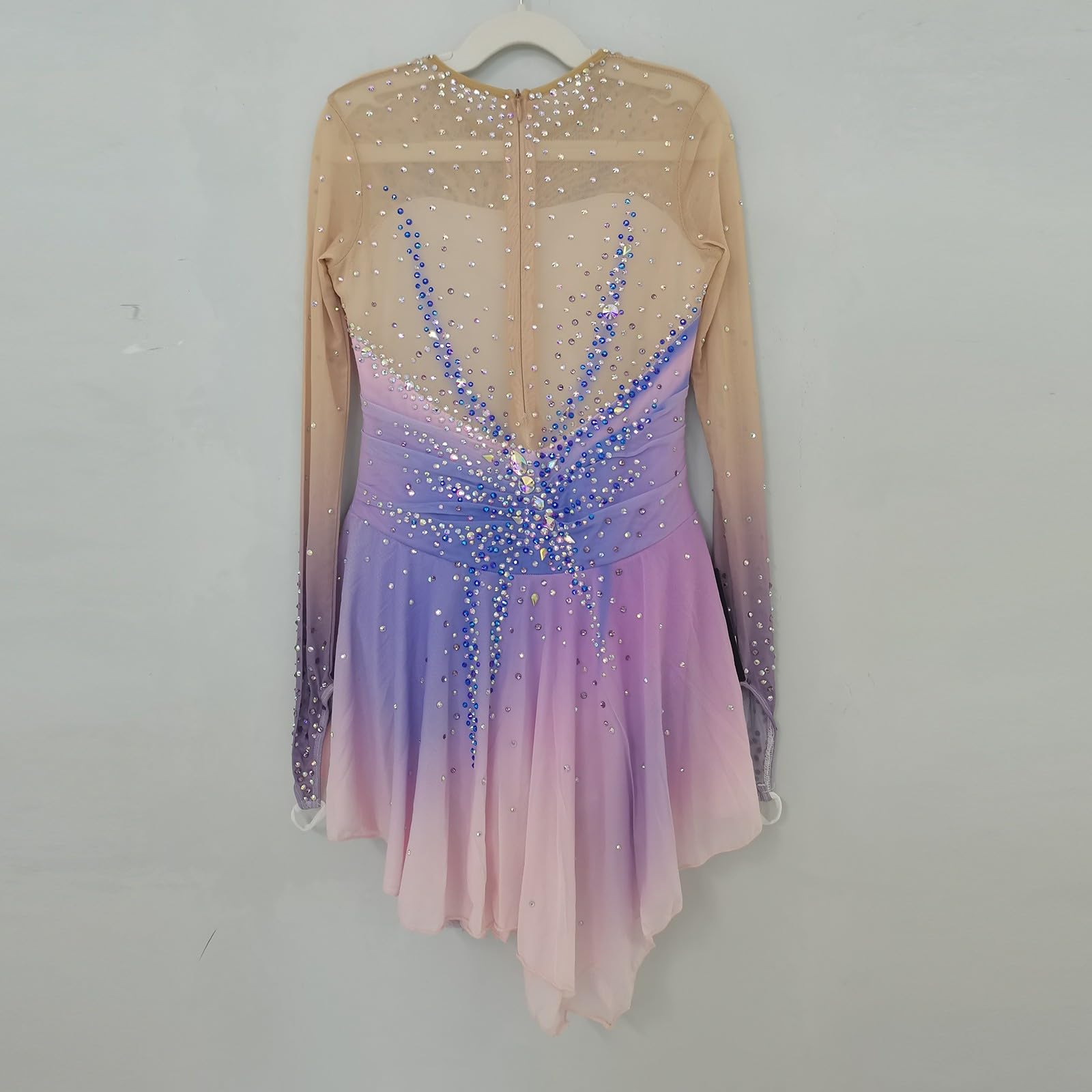 LIUHUO Robe de Patinage Artistique Rose pour Fille