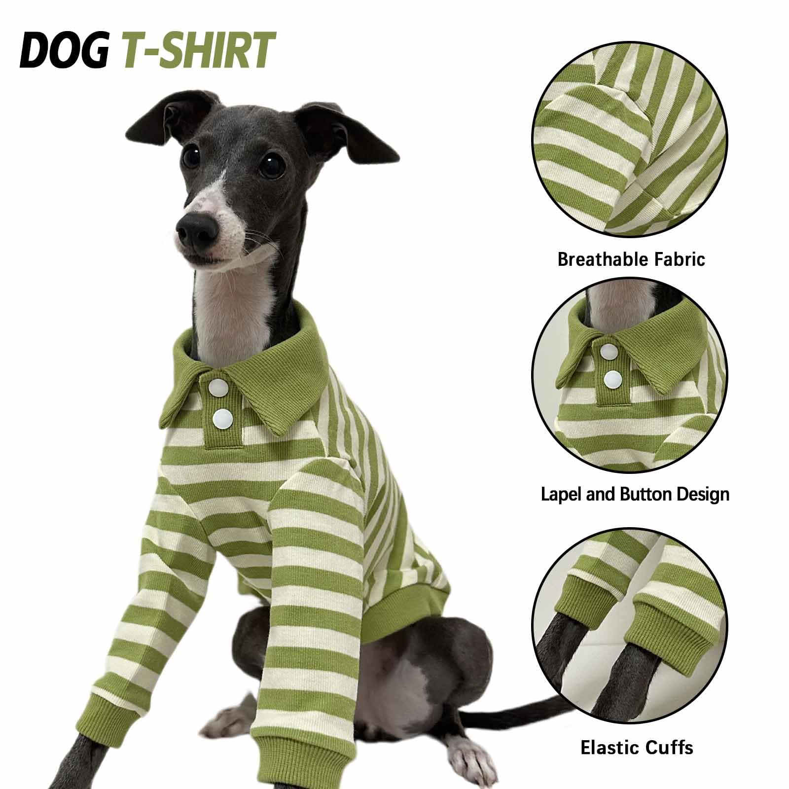 Camisa para Perro con Cuello a Rayas para Perro, Camisetas para Galgo, Linda Sudadera para Perrito, Ropa Suave y Transpirable para Cachorros, Ropa para Perros pequeños y medianos