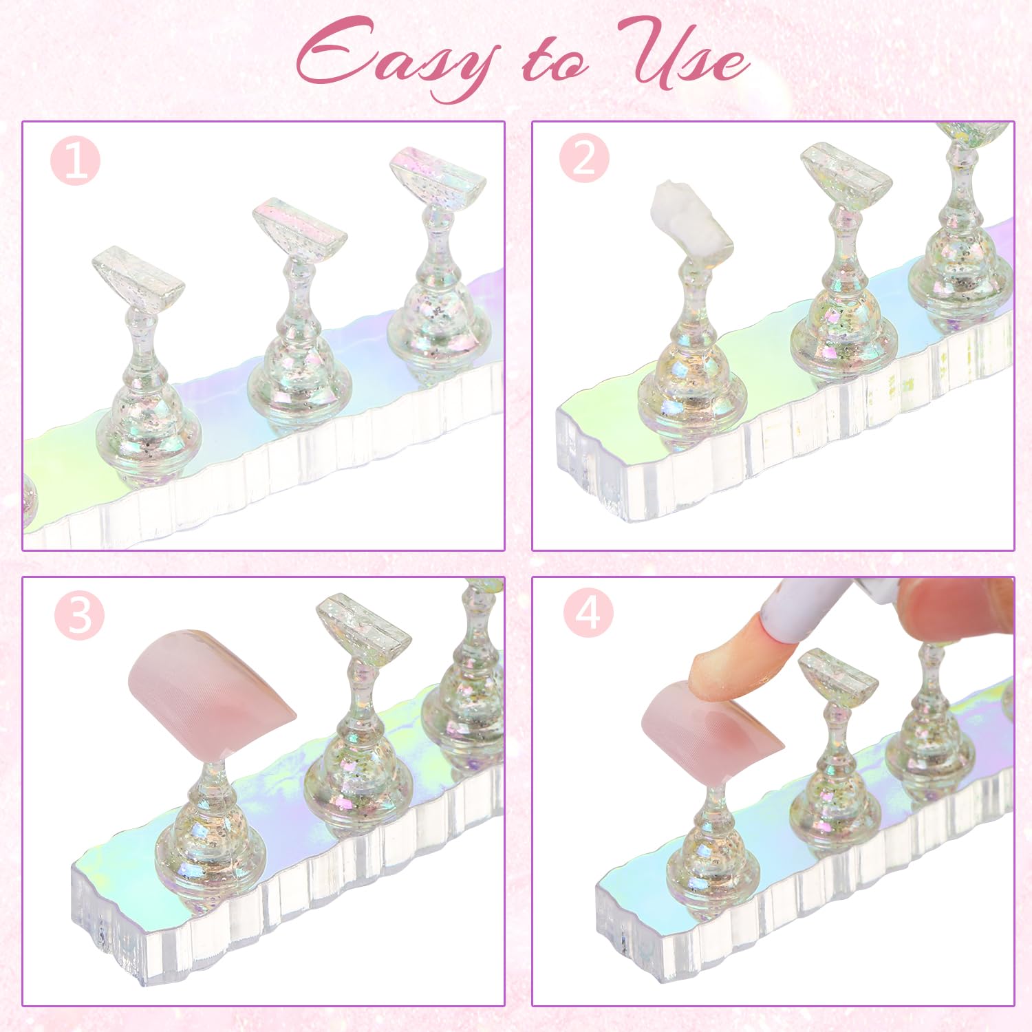 UHOMENY Nail Art Holder Stand for Painting Nails 10 pieces of Aurora Acrylic Nail Practice Stands DIY Nail Design Holders Nail Tips Display Stand for False Nails Manicure Tools (Transparent) - Image 4