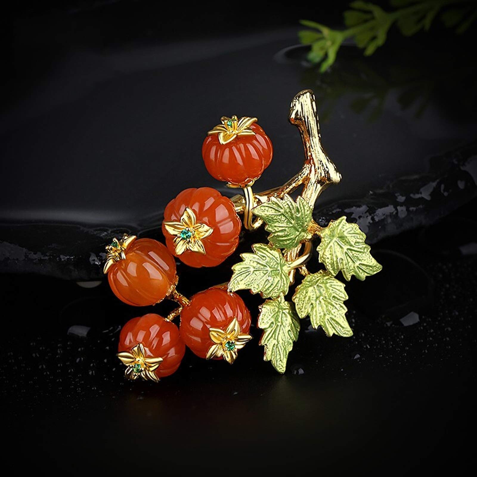 Broche de Mujer Broches delicados para Mujer Alfileres de ágata roja de Moda Broche de Temperamento Retro Abrigo Alfileres de cárdigan - Regalo para Mujer Broches exquisitos