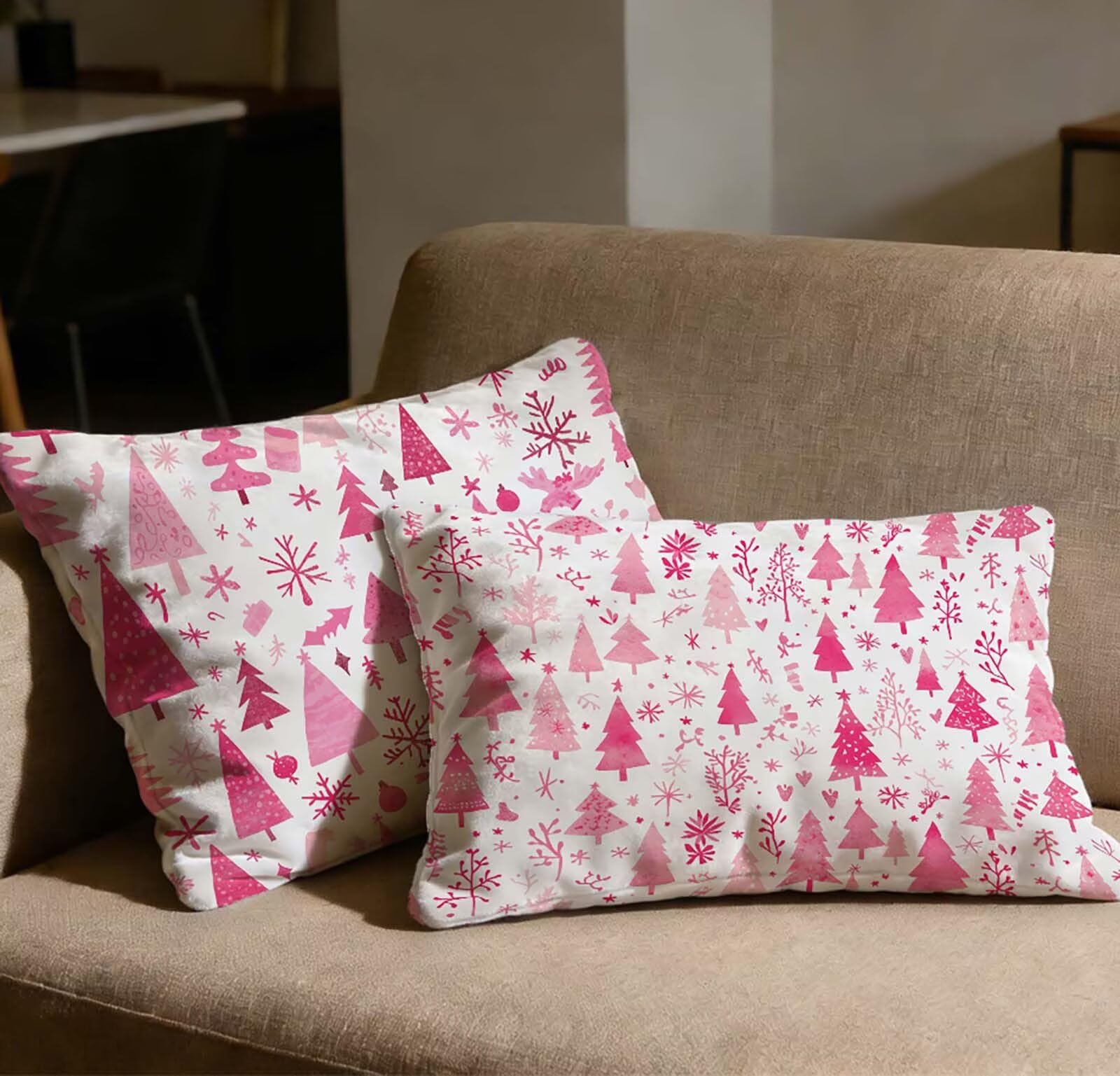 Taie oreiller 40x80 lot de 2 rose en velours doux rectangulaire pour décoration de chambre