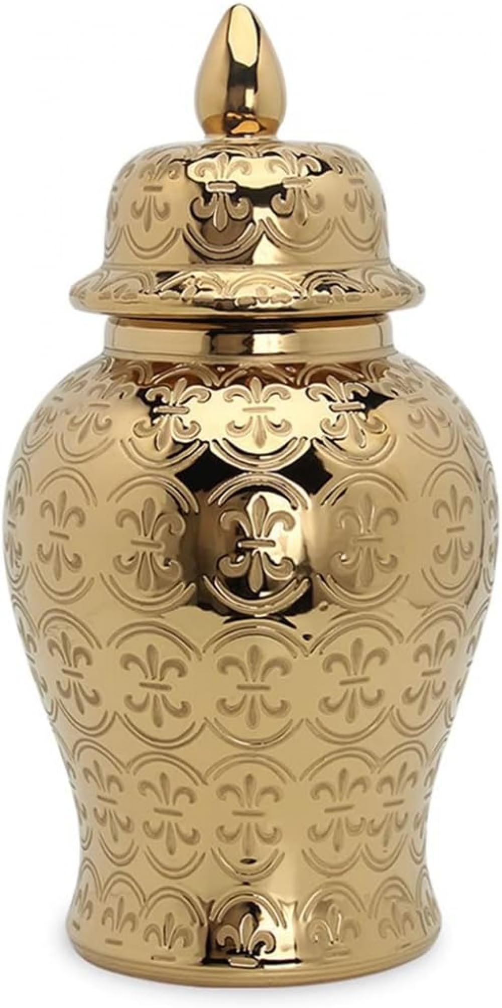 asdchZen Vase Luxury Gold Ginger Jar Vase With Lid,Ceramic Ginger Vase, Decorative Porcelain Temple Jar With Lids,Flower Vases Decor Centerpiece Table Home Decorations Gold -Small-Medi,Small