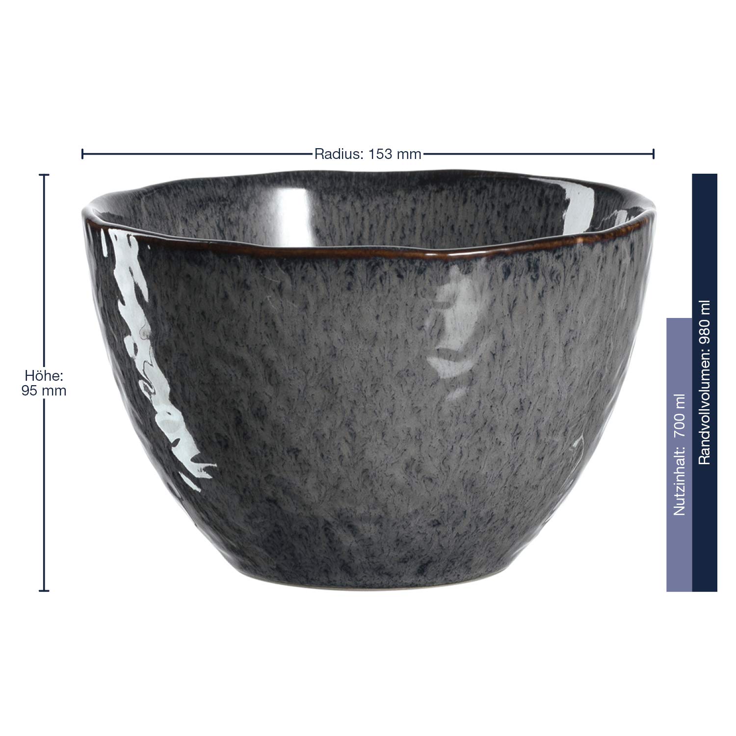 LEONARDO HOME 018561 MATERA zestaw 6 misek, ceramika, antracyt