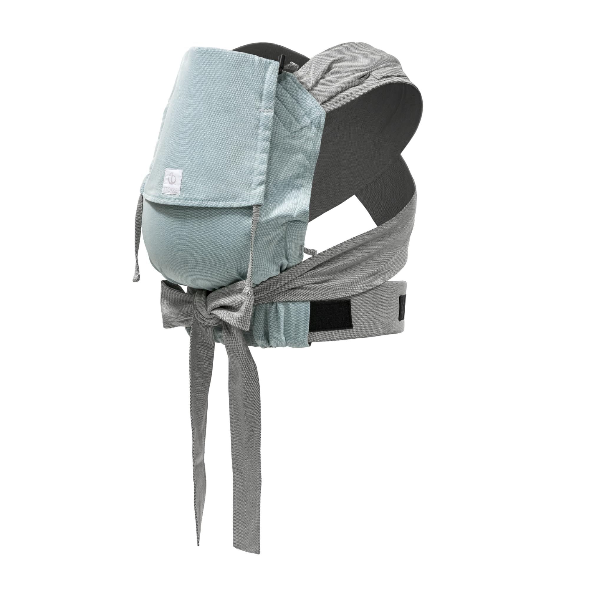 Stokke Limas Carrier, Turquoise Grey Melange, 2023 Version (OCS), Newborn Half-Buckle Baby Carrier, Three Carrying Options