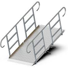 7FT Foldable Aluminum Wheelchair Ramp with Handrails & Adjustable Legs