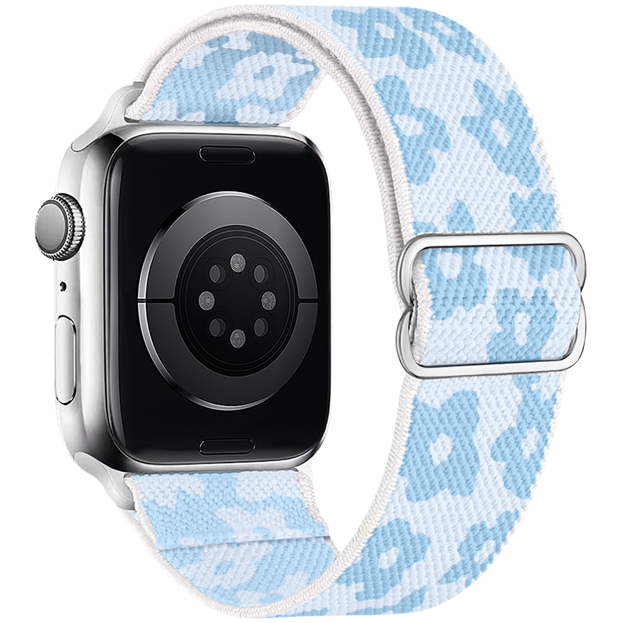 Stretchy Nylon Loop Bands Compatible with Apple Watch 38mm 40mm 41mm 42mm 44mm 49mm 46mm Adjustable Soft Elastics Strap Compatible with Apple Watch SE Ultra iWatch Series 10/9/8/7/6/5/4/3/2/1 Women Men 2-Blue Clouds 38mm/40mm/41mm/42mm(Series 10)