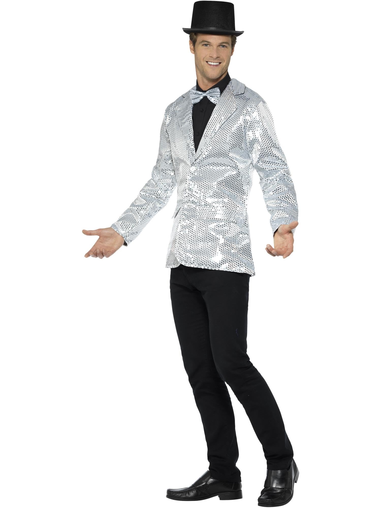 Smiffys - 21139L - Déguisement Homme, Veste À Paillettes - Taille - Argent